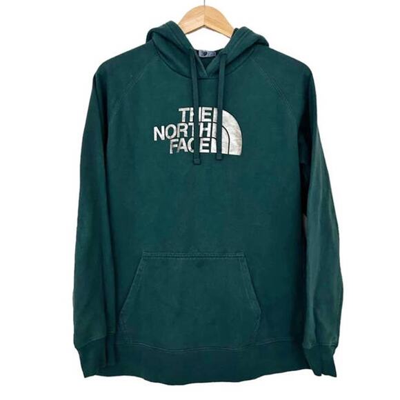 The North Face Green Gold Spell Out Hoodie Sz L - Picture 1 of 6